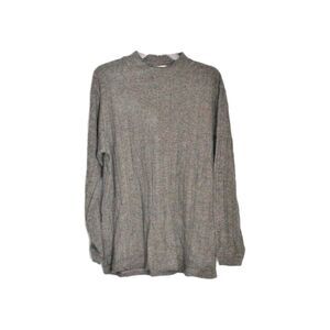 Vintage Perry Ellis Mock Turtle Neck Sweater Tan & Grey  Men's Size Large